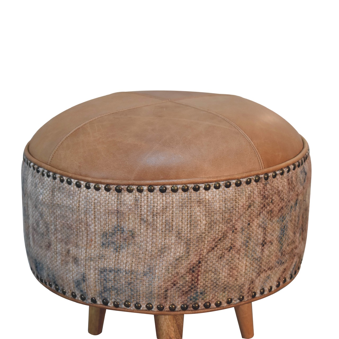 Artisan Haven Durrie Round Footstool