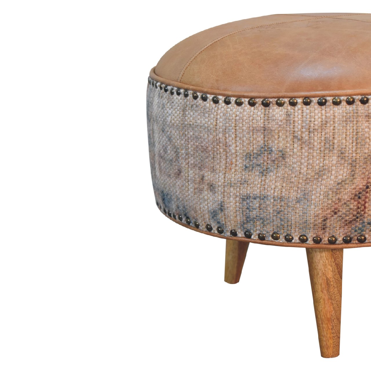 Artisan Haven Durrie Round Footstool