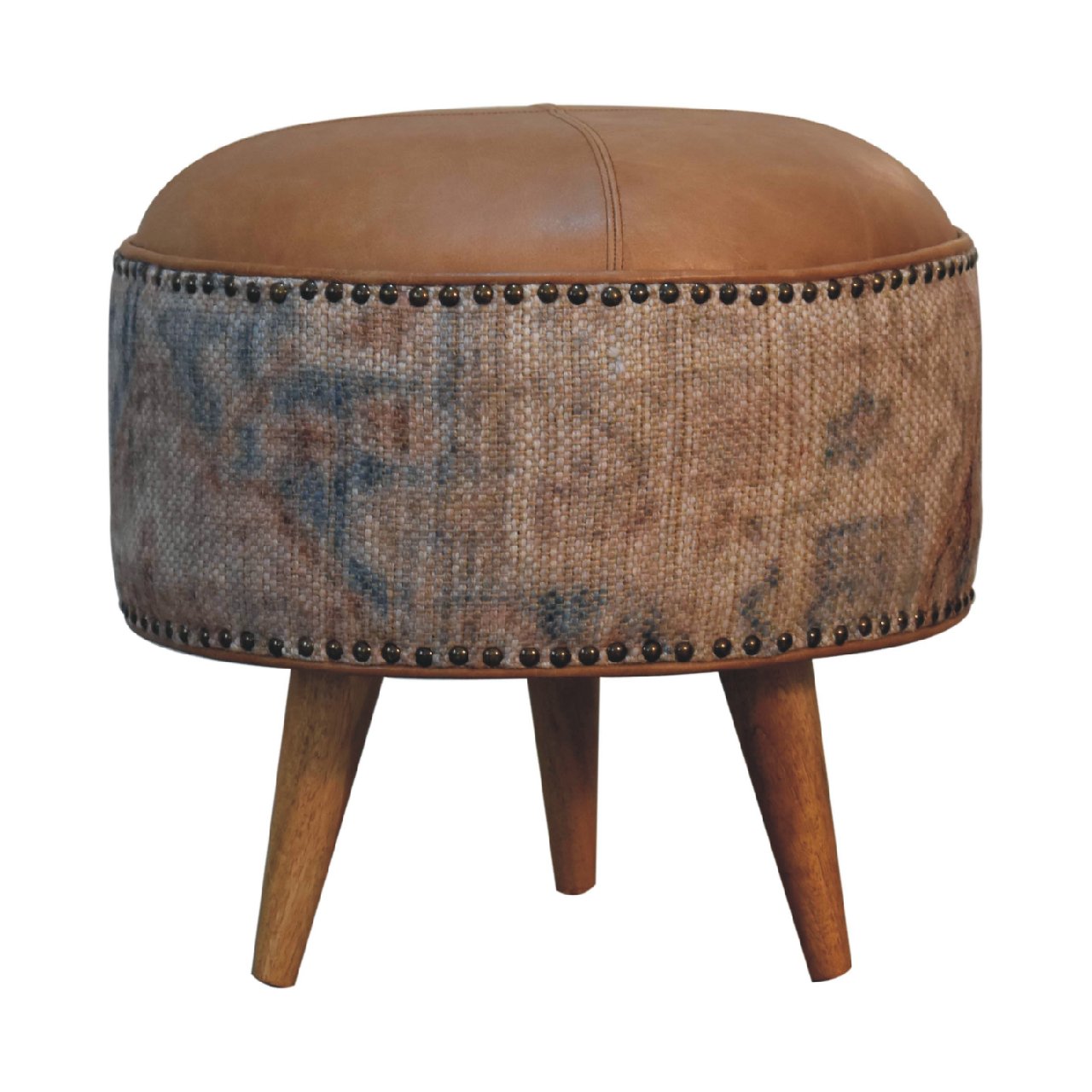 Artisan Haven Durrie Round Footstool