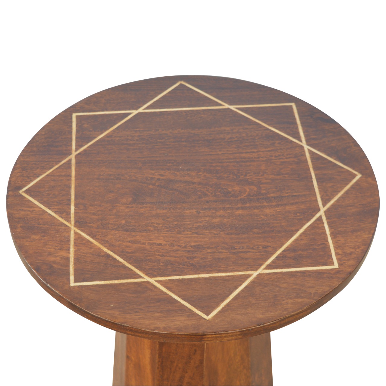 Artisan - Geometric Inlay End Table in Chestnut, Brass