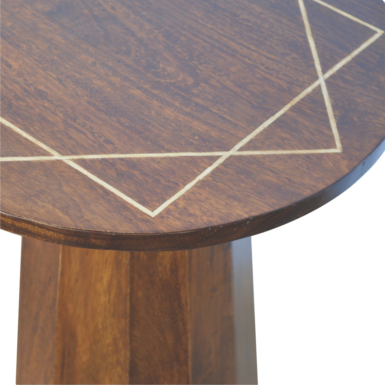 Artisan - Geometric Inlay End Table in Chestnut, Brass