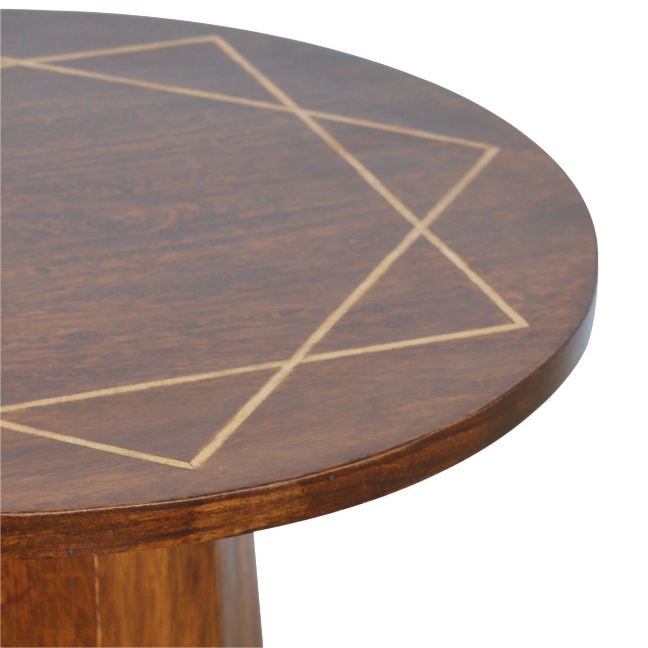 Artisan - Geometric Inlay End Table in Chestnut, Brass