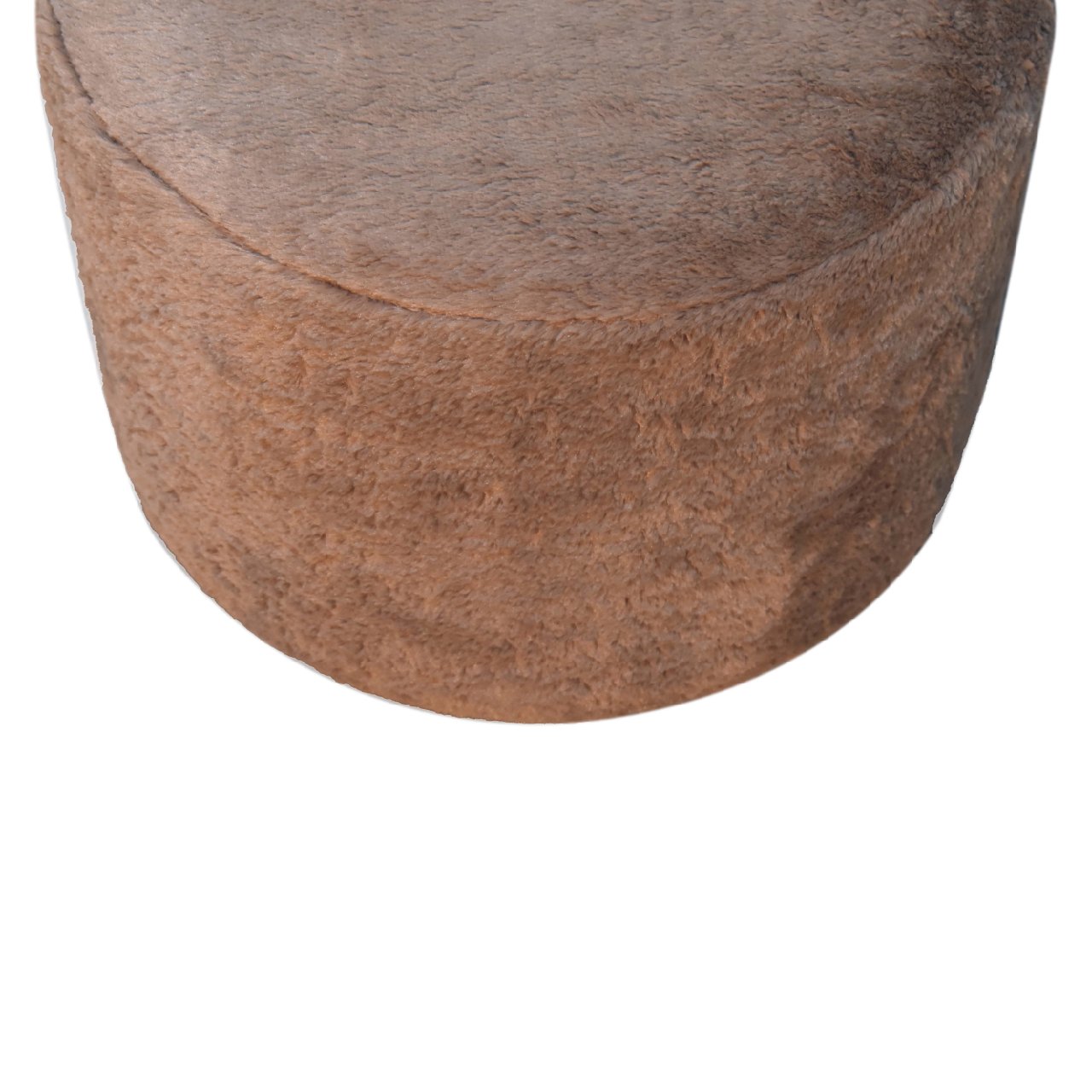 Artisan - Round Footstool in Mocha, Faux Fur