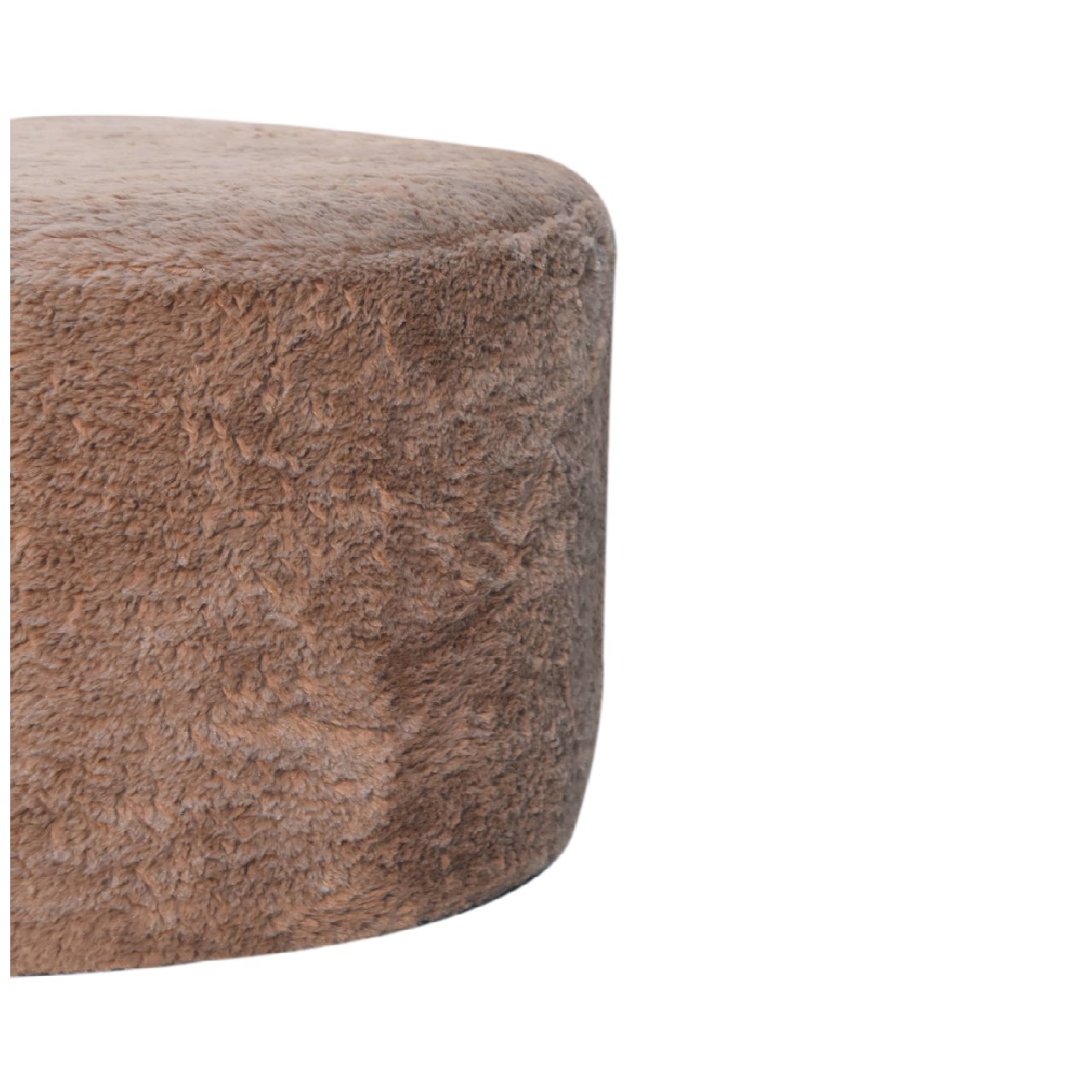 Artisan - Round Footstool in Mocha, Faux Fur