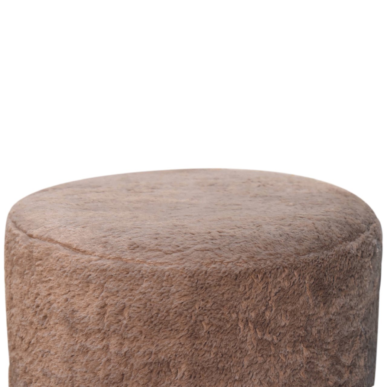 Artisan - Round Footstool in Mocha, Faux Fur