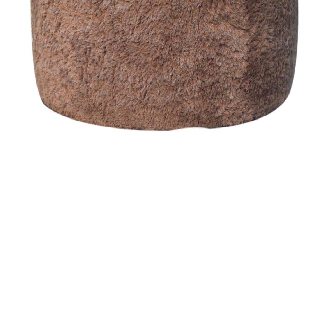 Artisan - Round Footstool in Mocha, Faux Fur