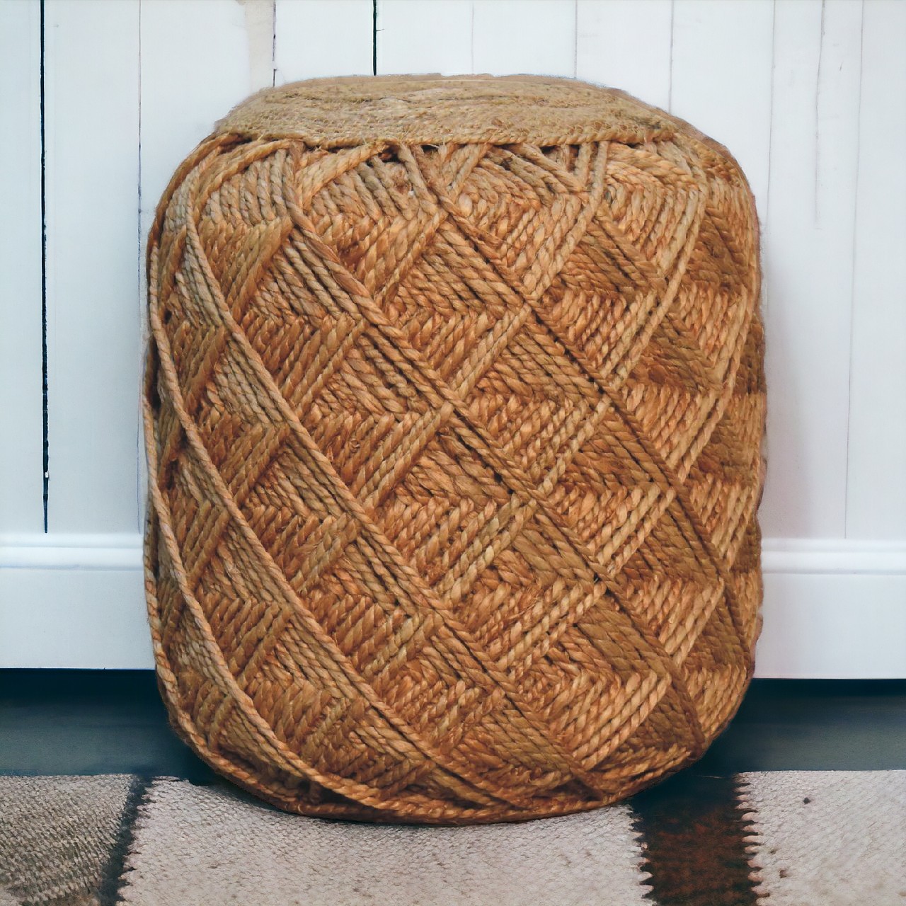 Artisan Jute Fibre Footstool - Large