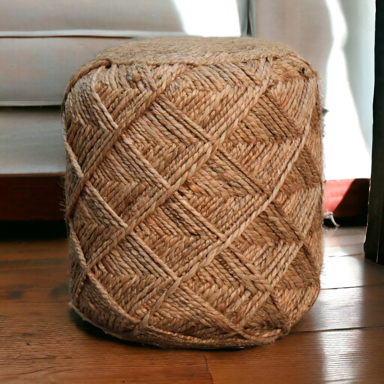 Artisan Jute Fibre Footstool - Small