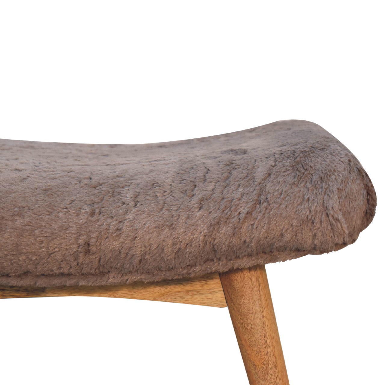 Artisan - Curved Bench in Mocha, Faux Fur