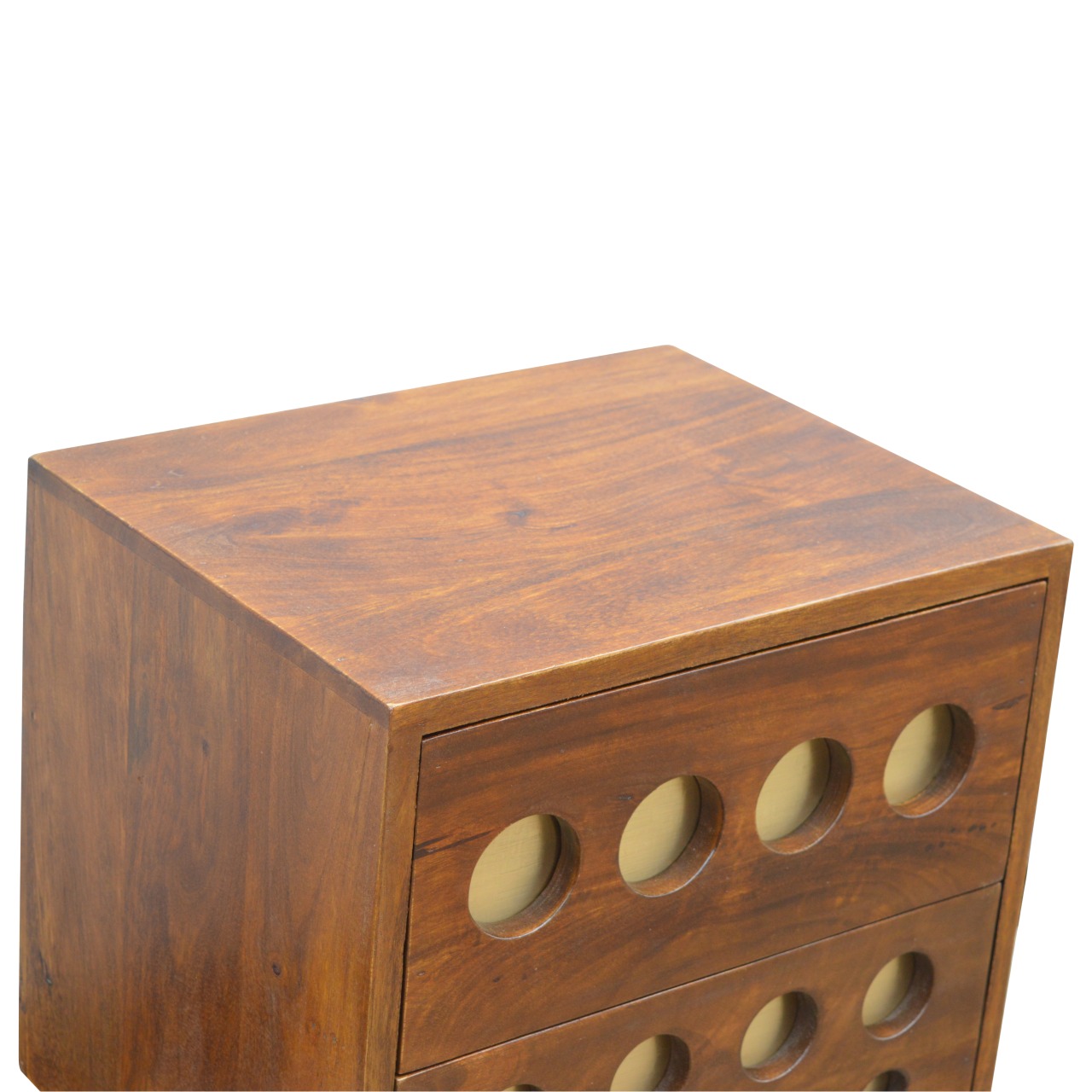 Artisan - Cut-Out Nightstand with 2 Drawers in Chestnut, Brass