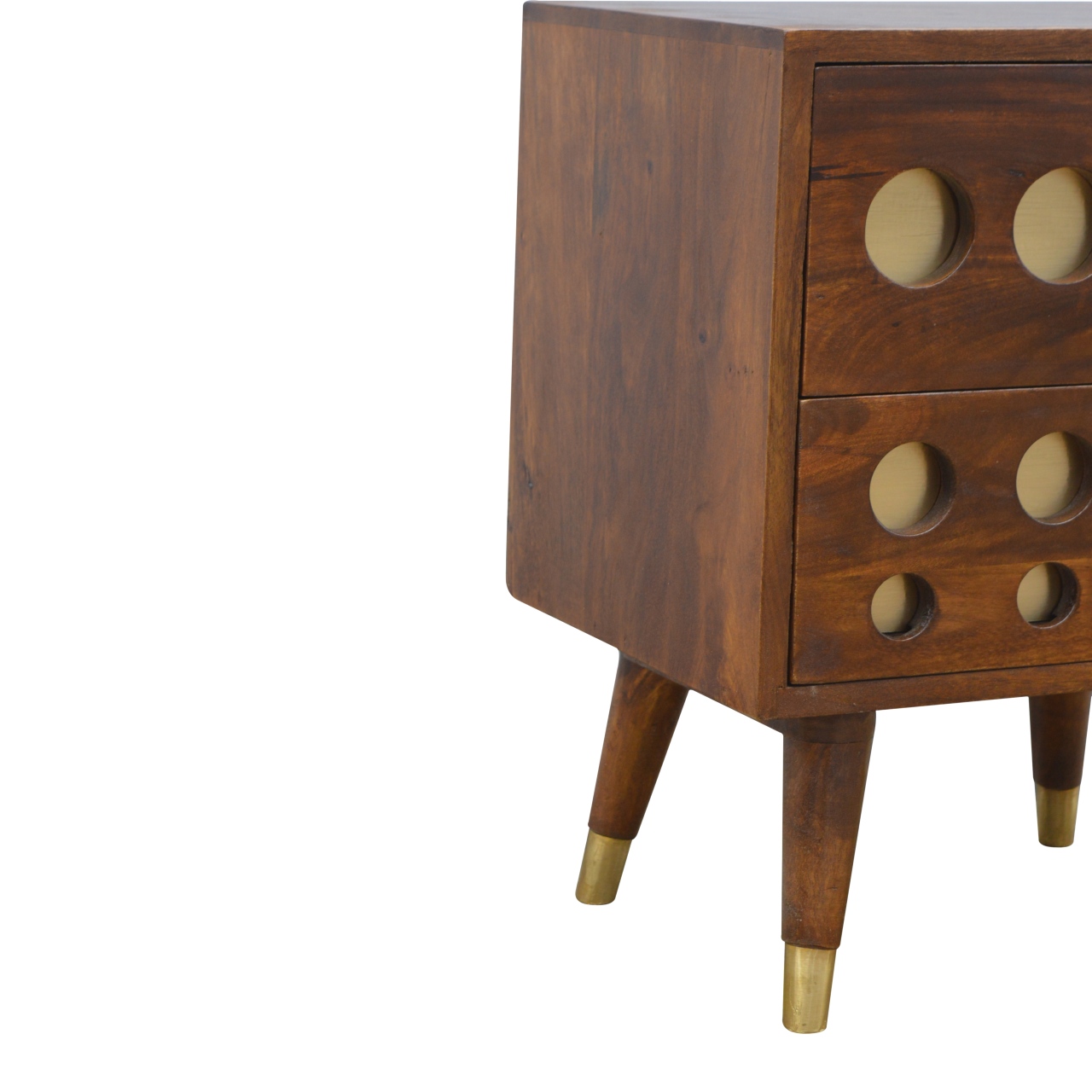 Artisan - Cut-Out Nightstand with 2 Drawers in Chestnut, Brass