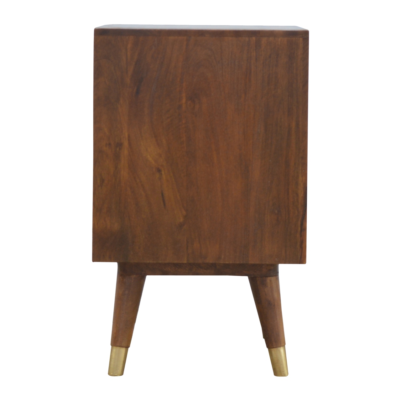 Artisan - Cut-Out Nightstand with 2 Drawers in Chestnut, Brass