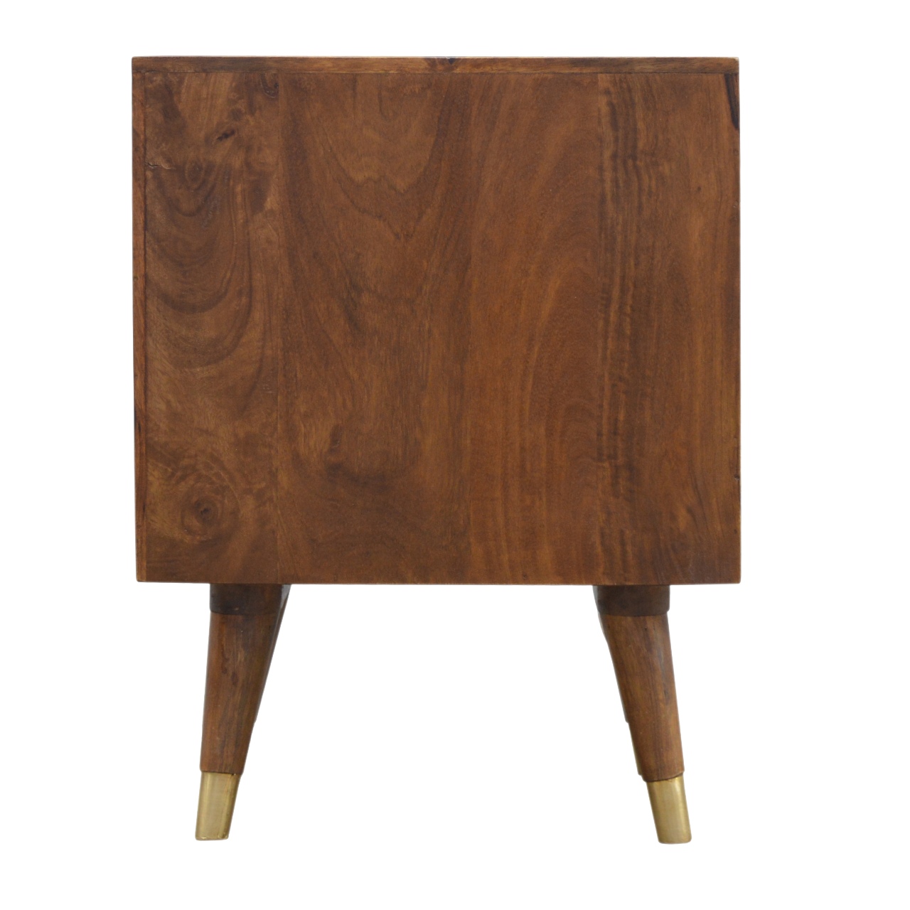 Artisan - Cut-Out Nightstand with 2 Drawers in Chestnut, Brass