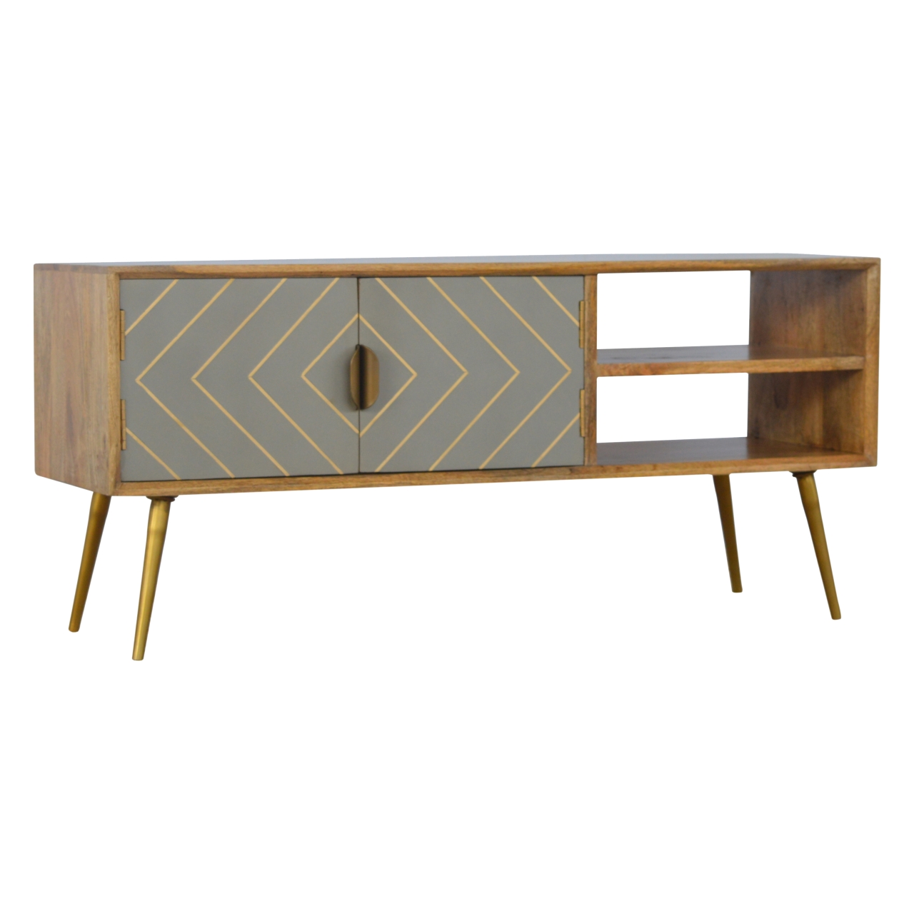 Artisan - Inlay Media Unit in Sleek Cement/Brass