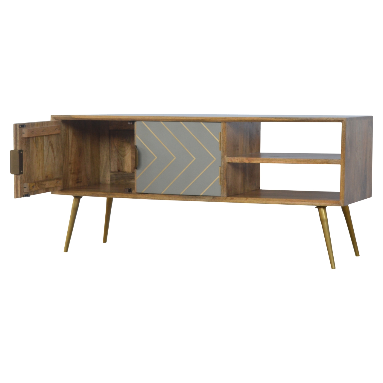 Artisan - Inlay Media Unit in Sleek Cement/Brass