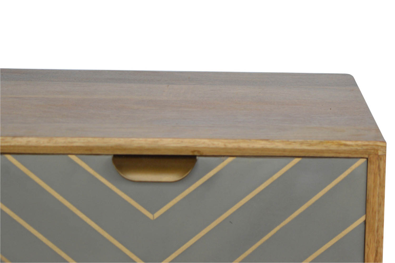 Artisan - Inlay Nightstand with Open Slot in Sleek Cement Brass