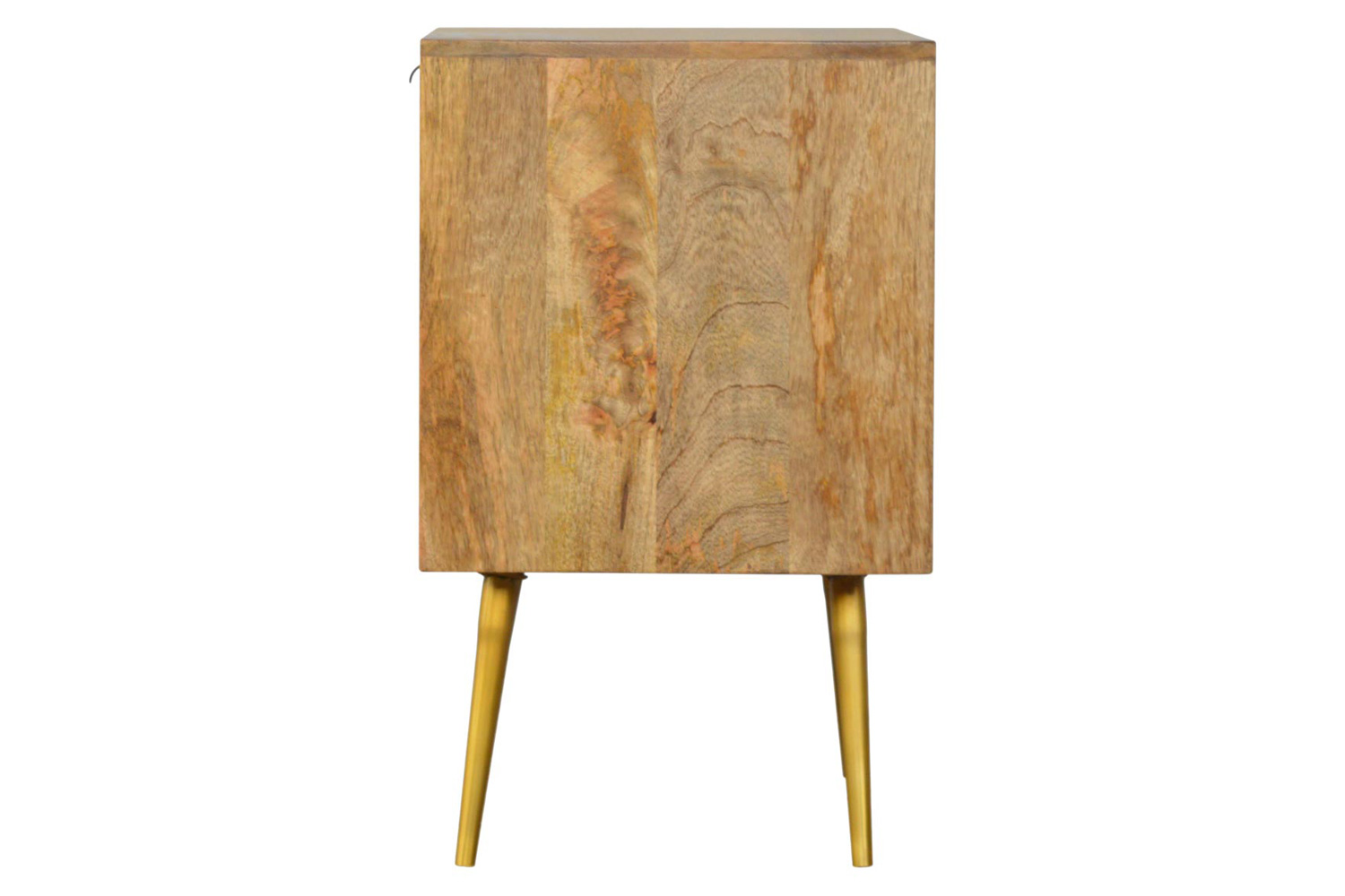 Artisan - Inlay Nightstand with Open Slot in Sleek Cement Brass