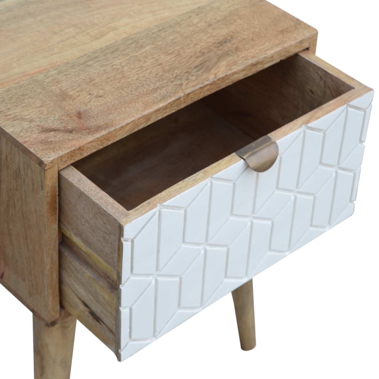 Artisan - Sleek Carved Nightstand in White