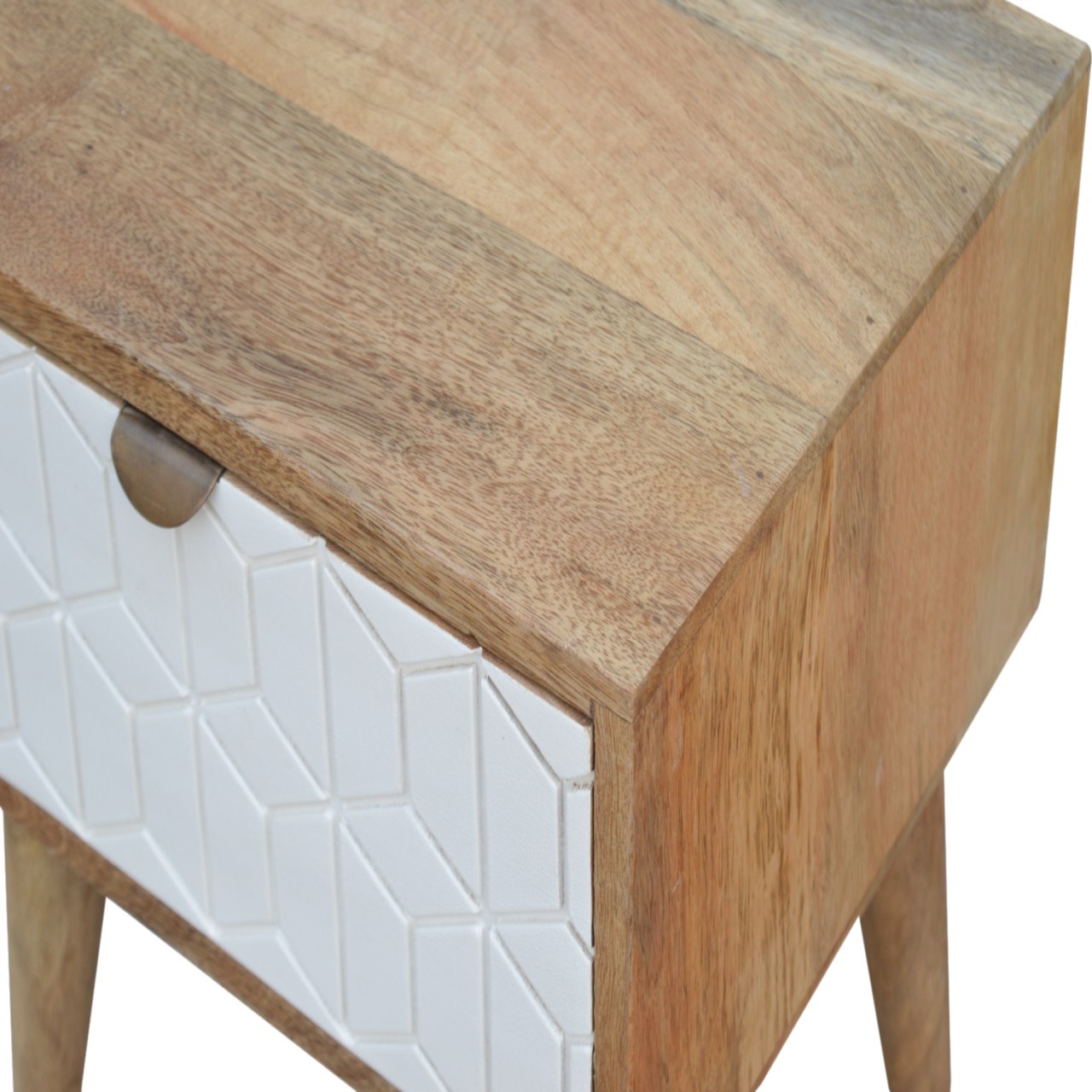 Artisan - Sleek Carved Nightstand in White