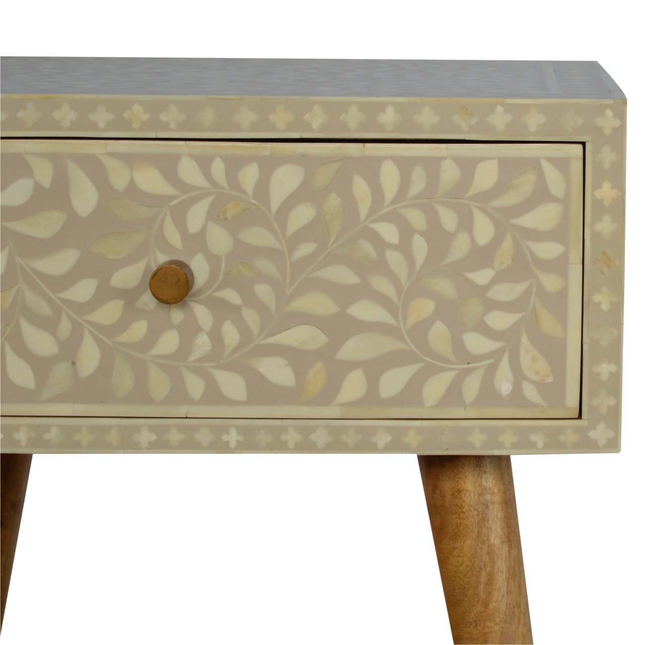 Artisan - Floral Bone Inlay Nightstand in Oak-Ish