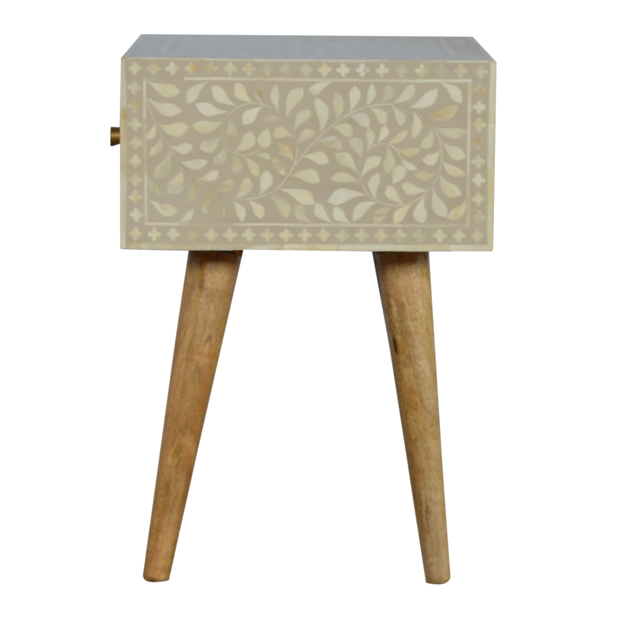 Artisan - Floral Bone Inlay Nightstand in Oak-Ish