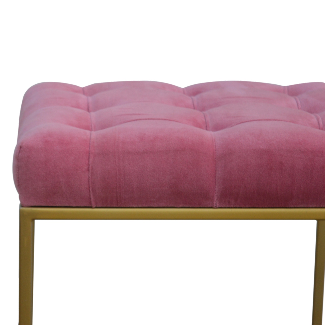 Artisan - Gold Base Footstool in Pink, Velvet