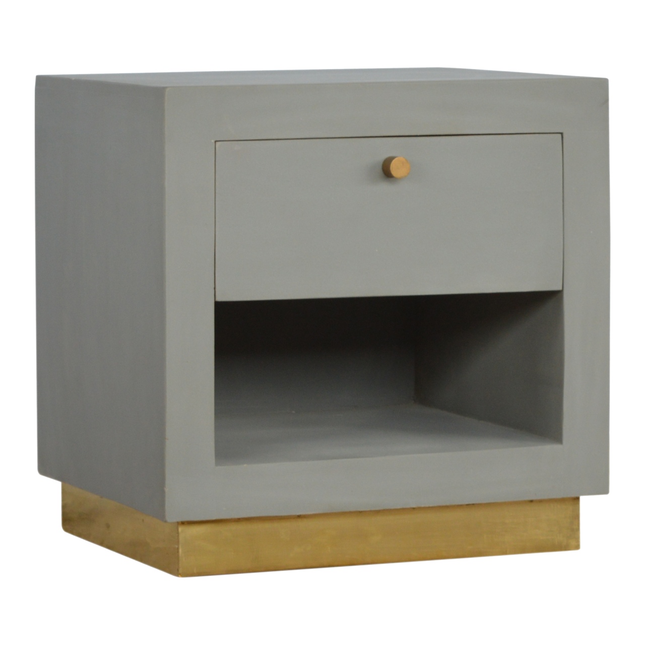 Artisan - Cement Nightstand with Open Slot in Oak-Ish