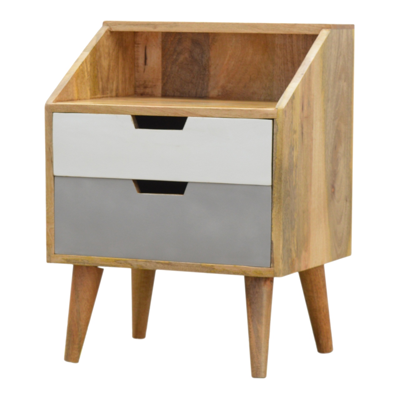 Artisan - Raised Nightstand Table in White/Gray