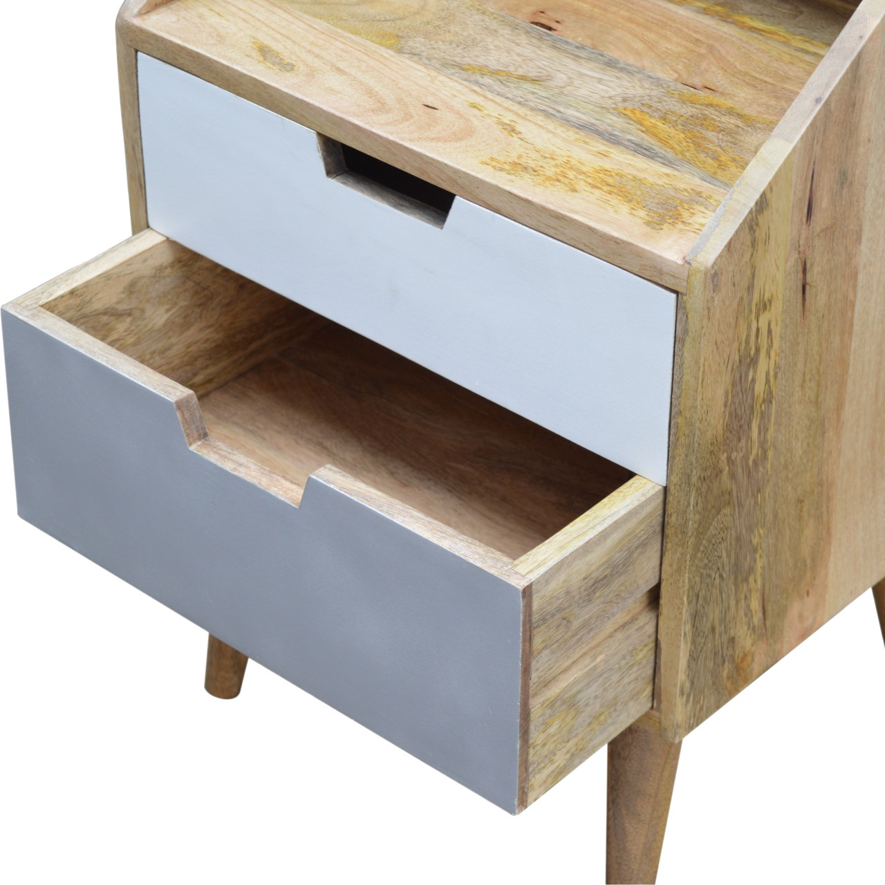 Artisan - Raised Nightstand Table in White/Gray