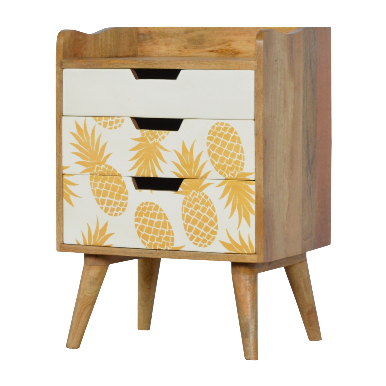 Artisan - Pineapple Screen Printed Nightstand in Oak-Ish