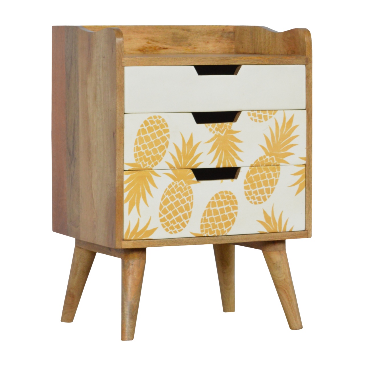 Artisan - Pineapple Screen Printed Nightstand in Oak-Ish