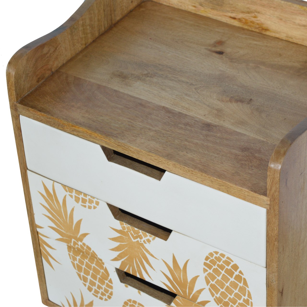 Artisan - Pineapple Screen Printed Nightstand in Oak-Ish