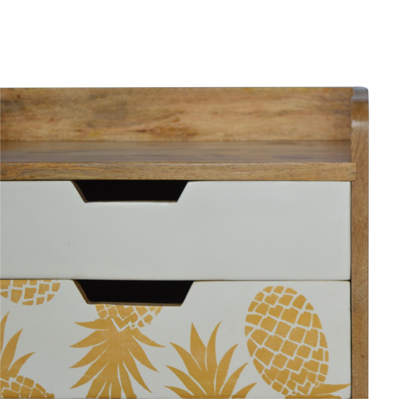 Artisan - Pineapple Screen Printed Nightstand in Oak-Ish