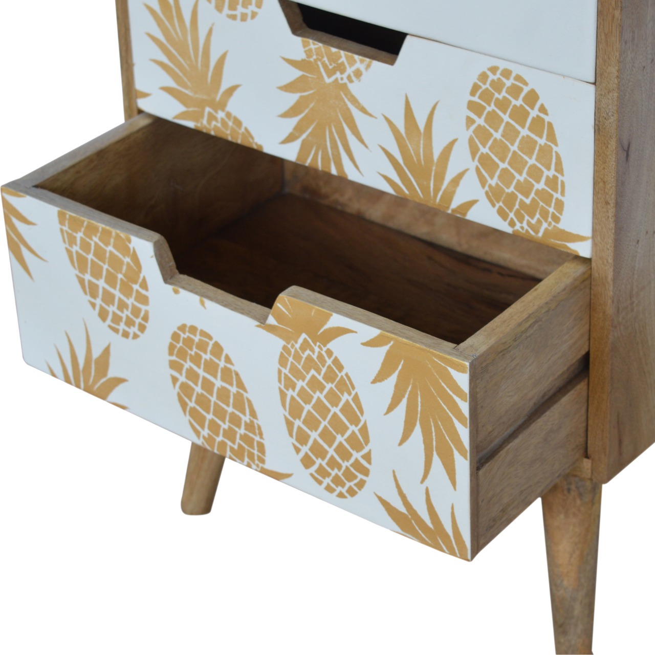 Artisan - Pineapple Screen Printed Nightstand in Oak-Ish