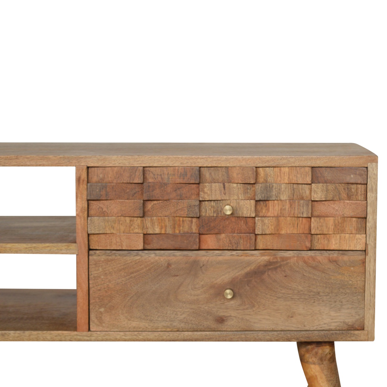 Artisan - Tile Carved TV Unit in Oak-Ish