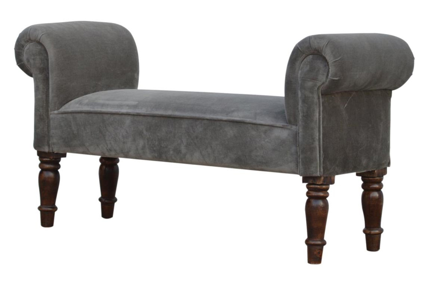 Artisan Bedroom Bench - Gray, Velvet