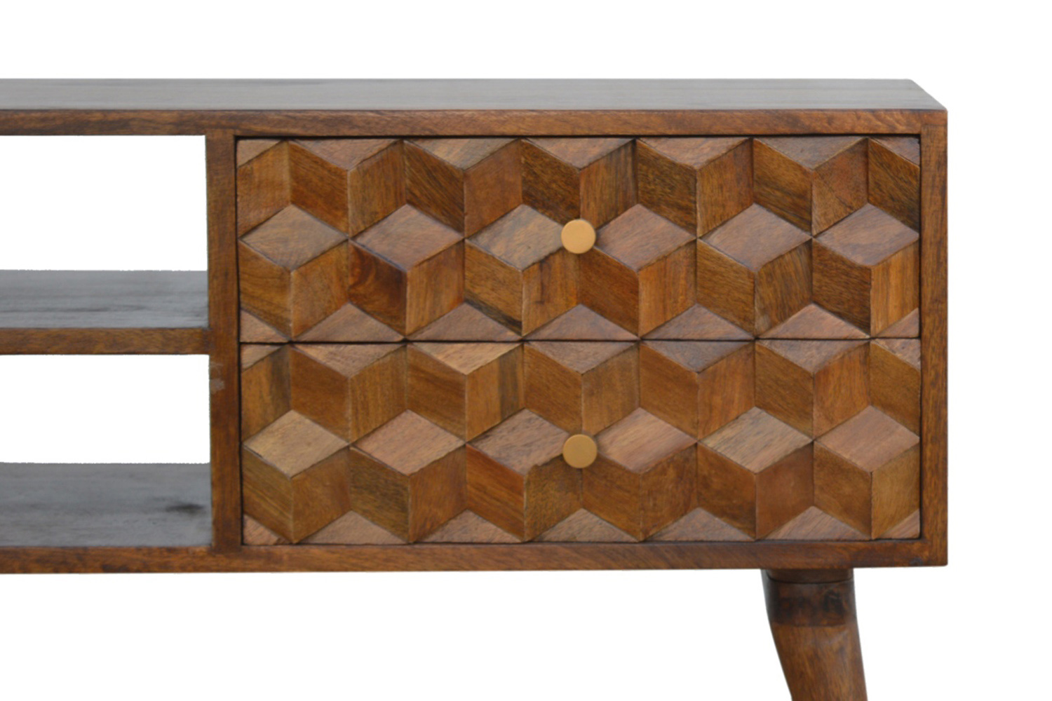 Artisan Cube Carved Media Unit - Chestnut