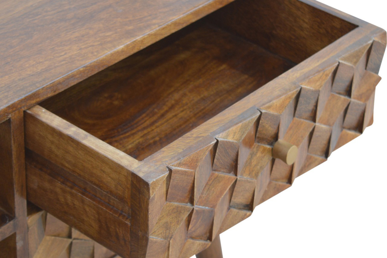 Artisan Cube Carved Media Unit - Chestnut