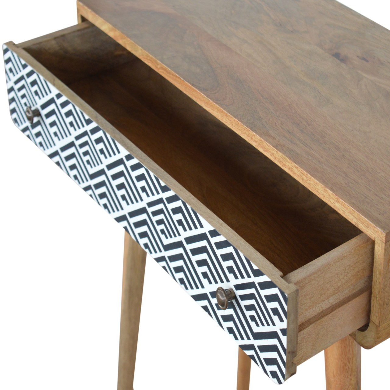 Artisan - Monochrome Print Console Table in Oak-Ish