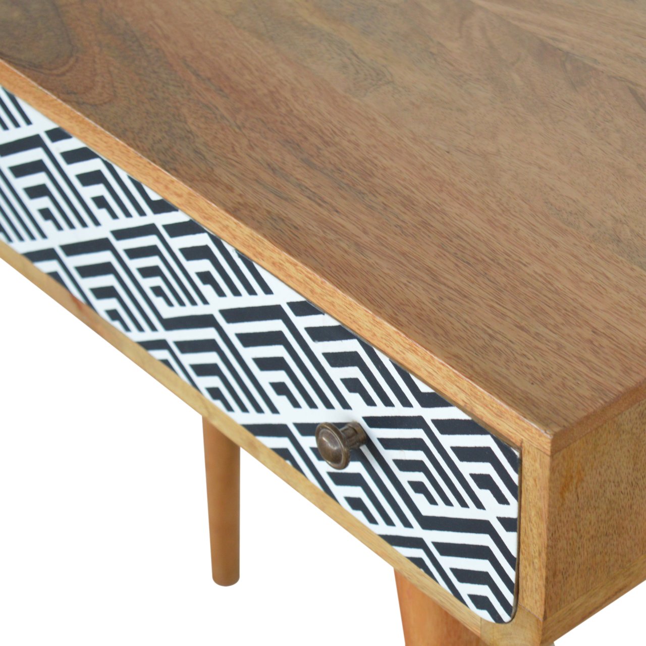 Artisan - Monochrome Print Console Table in Oak-Ish