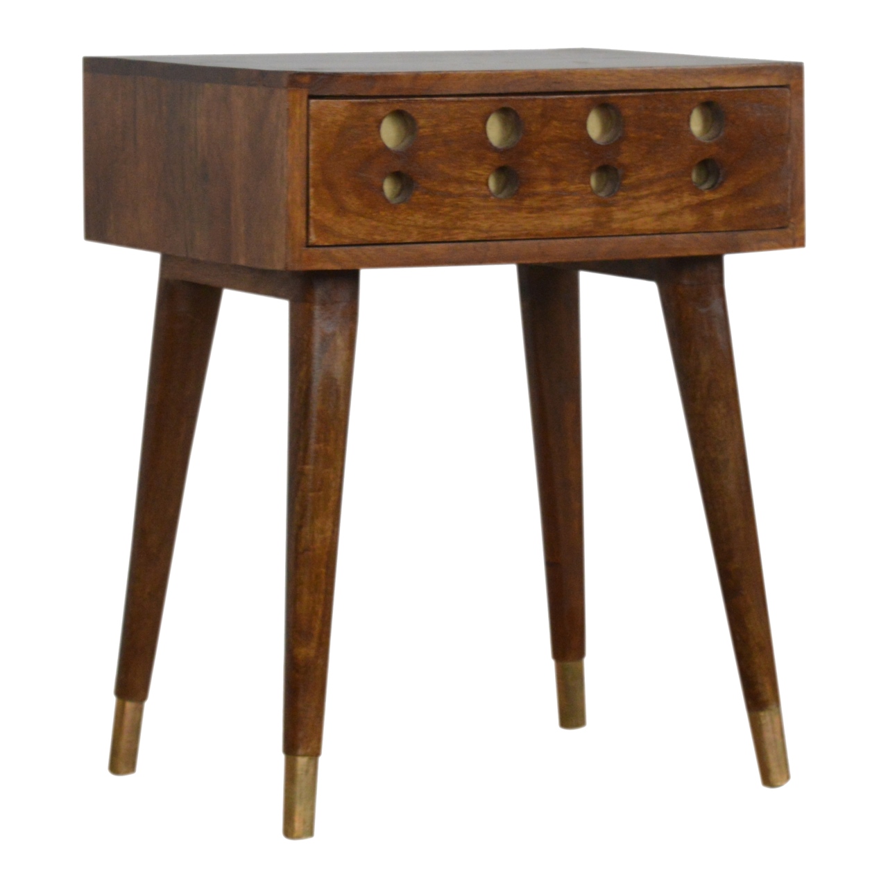 Artisan - Cut-Out Nightstand with 1 Drawers in Chestnut, Brass