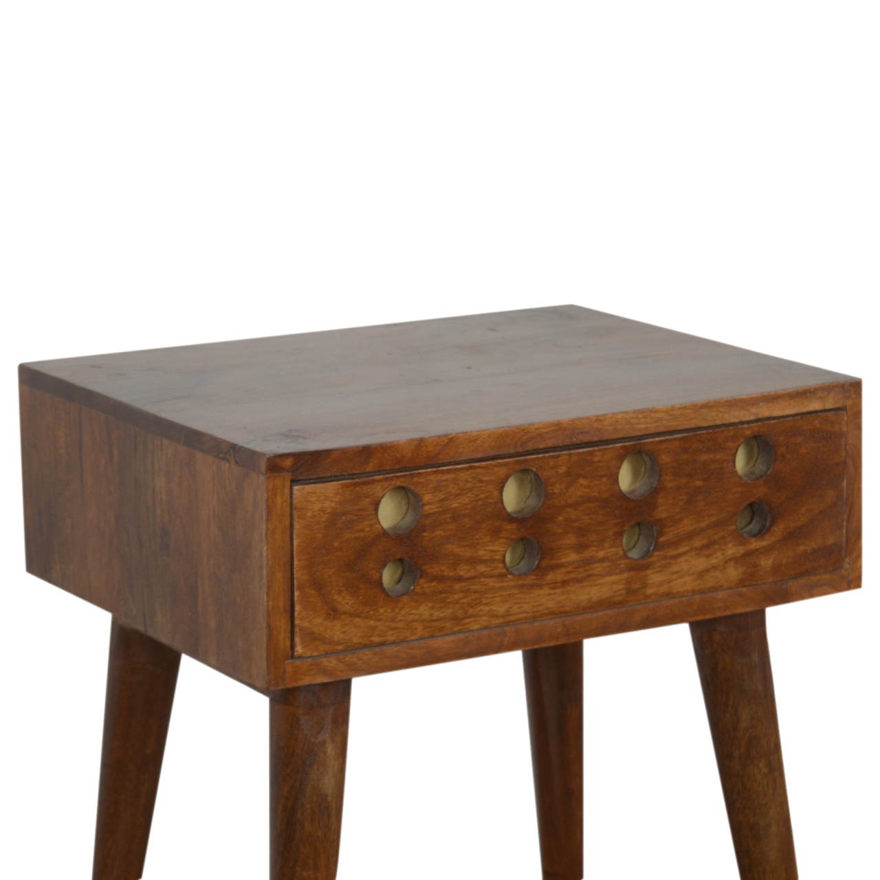 Artisan - Cut-Out Nightstand with 1 Drawers in Chestnut, Brass