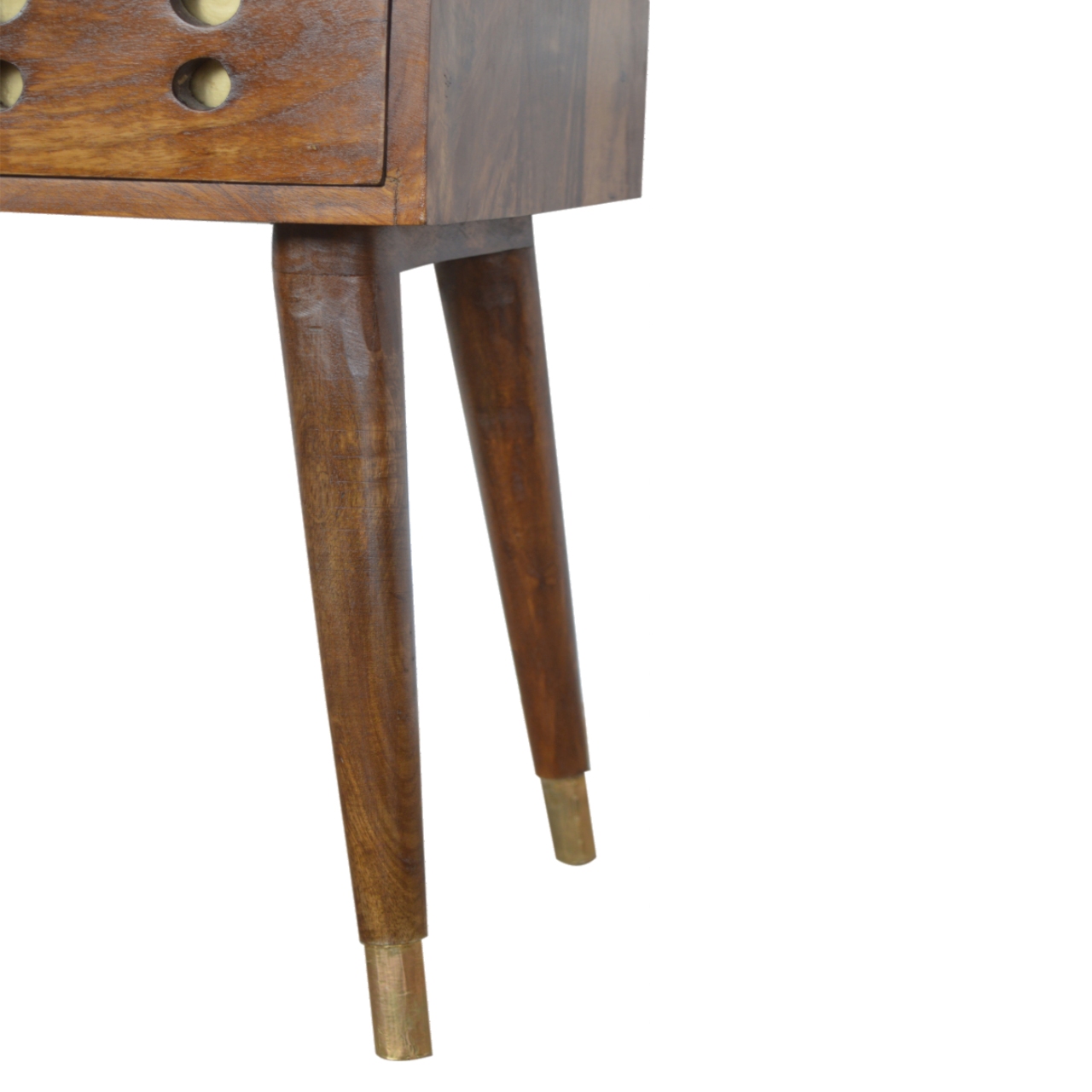 Artisan - Cut-Out Nightstand with 1 Drawers in Chestnut, Brass