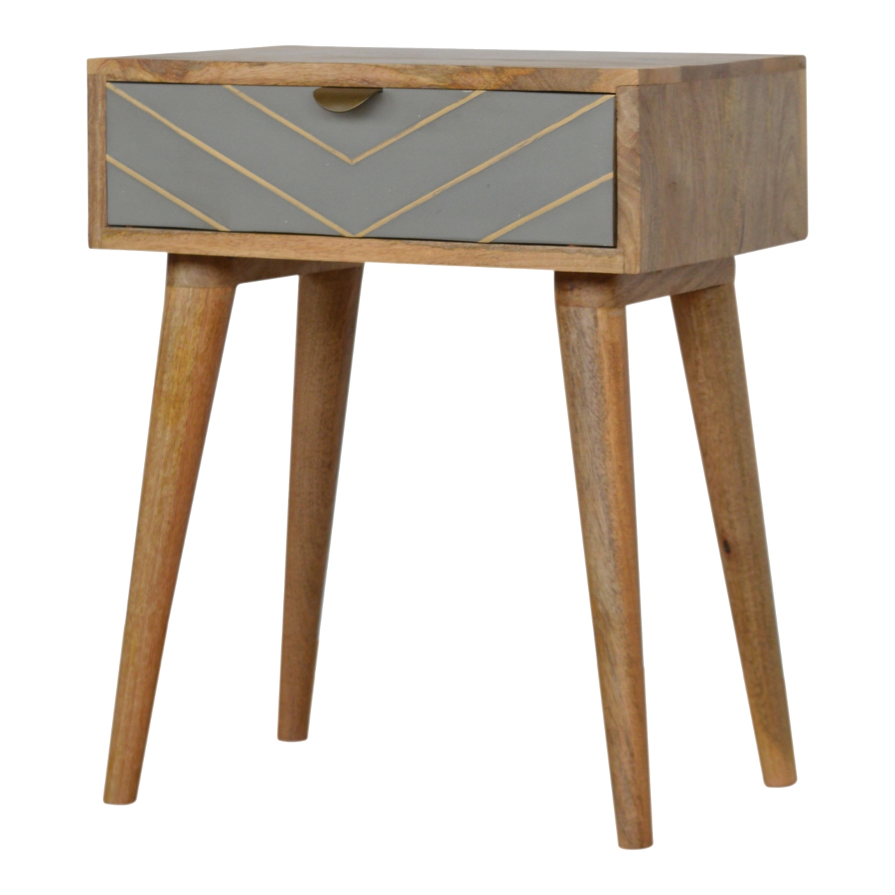 Artisan - Inlay Nightstand in Sleek Cement, Brass