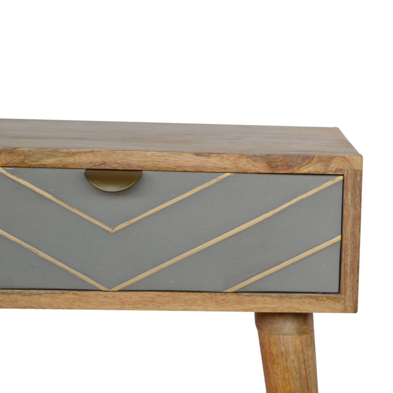 Artisan - Inlay Nightstand in Sleek Cement, Brass