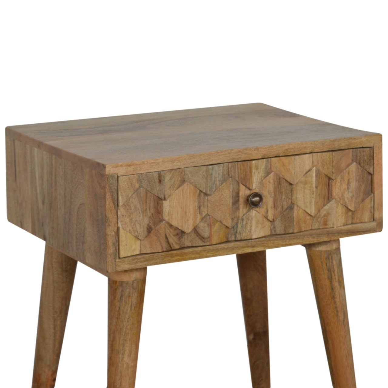 Artisan - Pineapple Carved Nightstand in Oak-Ish