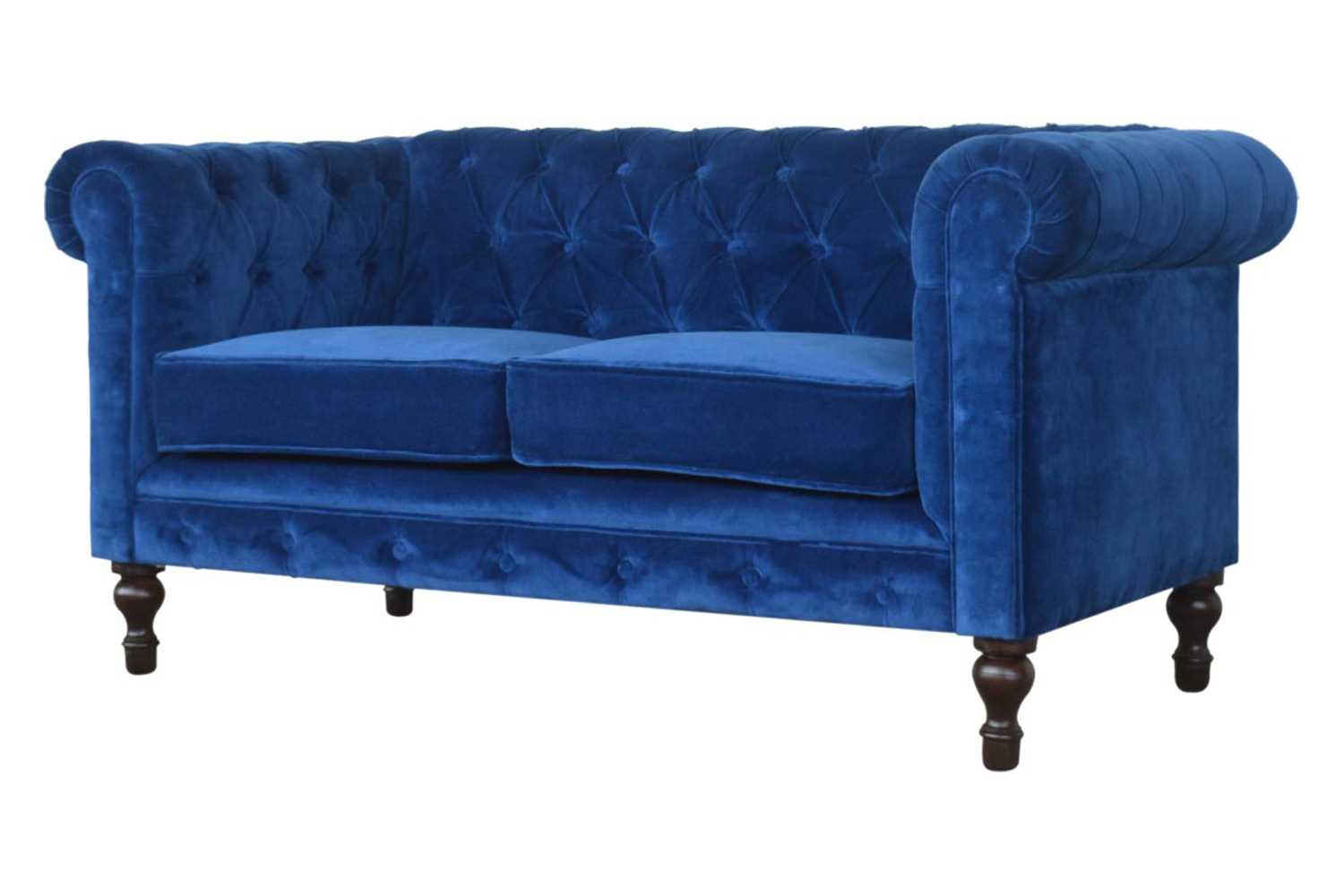 Artisan Chesterfield Sofa with 2 Seater - Royal Blue, Velvet