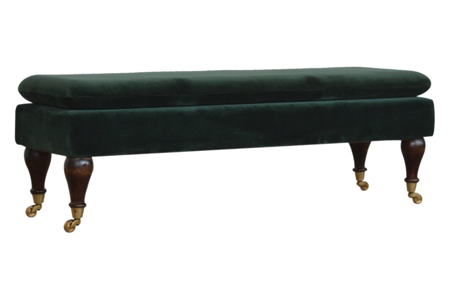 Artisan Bench with Castor Legs - Green, Velvet