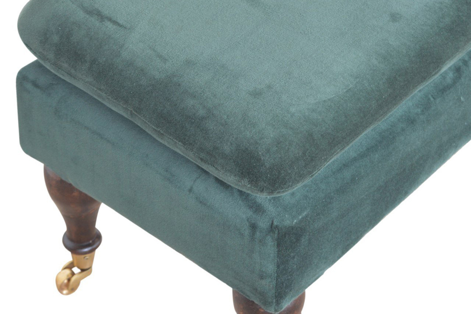 Artisan Bench with Castor Legs - Green, Velvet