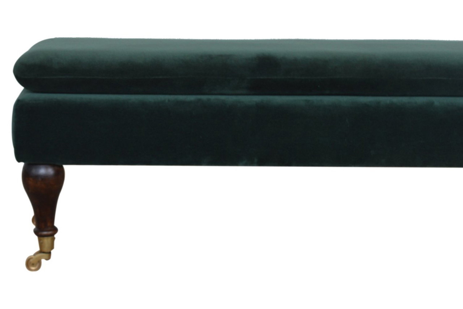 Artisan Bench with Castor Legs - Green, Velvet